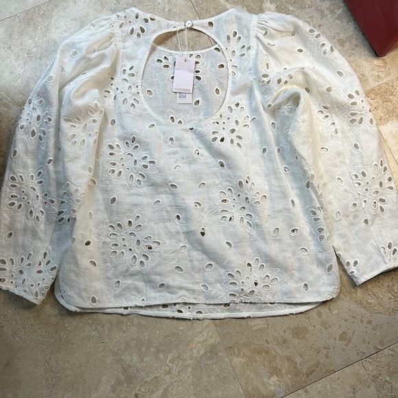 Rebecca Taylor Sarah Embroidered White Blouse, Size L, NWT - Picture 12 of 16